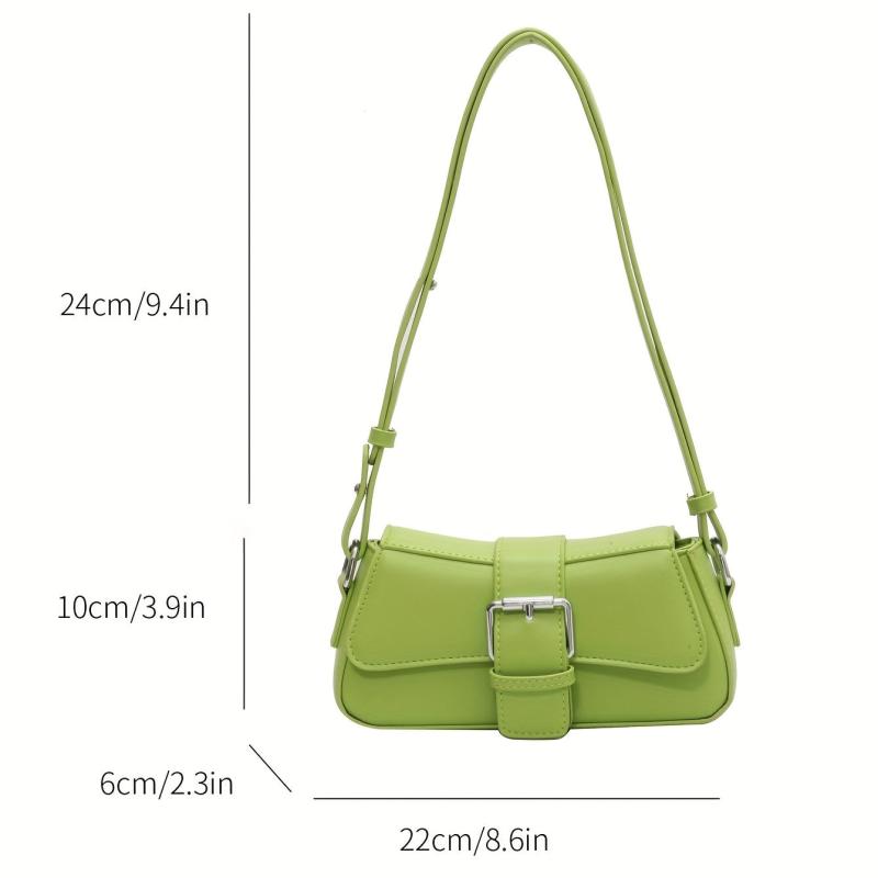 Minimalist Flap Shoulder Bag Solid Buckle Decor