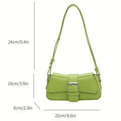 Minimalist Flap Shoulder Bag Solid Buckle Decor