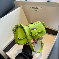 Minimalist Flap Shoulder Bag Solid Buckle Decor