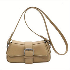 Minimalist Flap Shoulder Bag Solid Buckle Decor