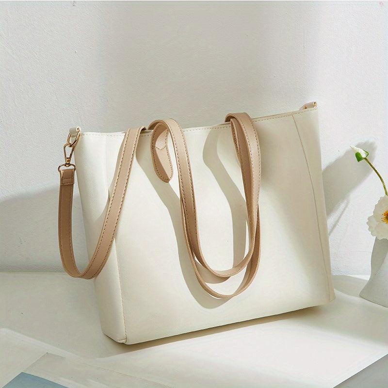 Women's Contrast Shoulder Tote Bag Large Capacity Crossbody Bag
