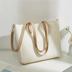 Women's Contrast Shoulder Tote Bag Large Capacity Crossbody Bag