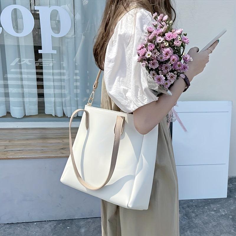 Women's Contrast Shoulder Tote Bag Large Capacity Crossbody Bag