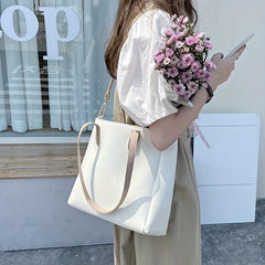 Women's Contrast Shoulder Tote Bag Large Capacity Crossbody Bag
