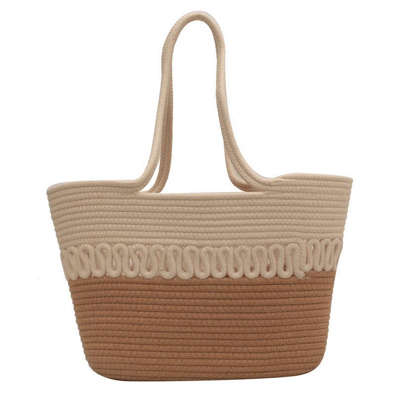 Hollow Out Straw Bag Large Capacity Shoulder Bag for Beach & Shopping