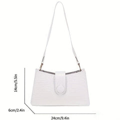 Crocodile Embossed Shoulder Bag PU Leather Purse Women's Handbag