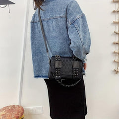 Rivet Steampunk Skull Crossbody Bag PU Leather Textured Bag