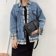 Rivet Steampunk Skull Crossbody Bag PU Leather Textured Bag