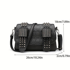 Rivet Steampunk Skull Crossbody Bag PU Leather Textured Bag