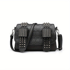 Rivet Steampunk Skull Crossbody Bag PU Leather Textured Bag