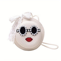 Bead Glasses Decor Straw Bag Minimalist Shoulder Bag