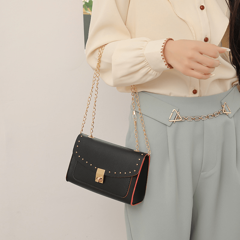 Solid PU Leather Mini Flap Shoulder Bag Crossbody Bag & Coin Purse