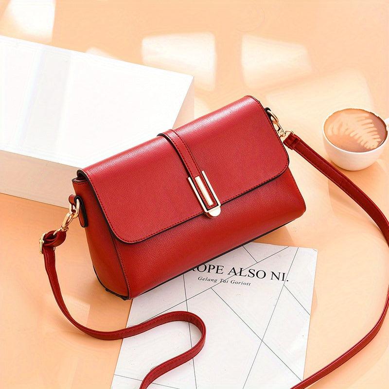 Solid Crossbody Bag Metal Decor Shoulder Purse