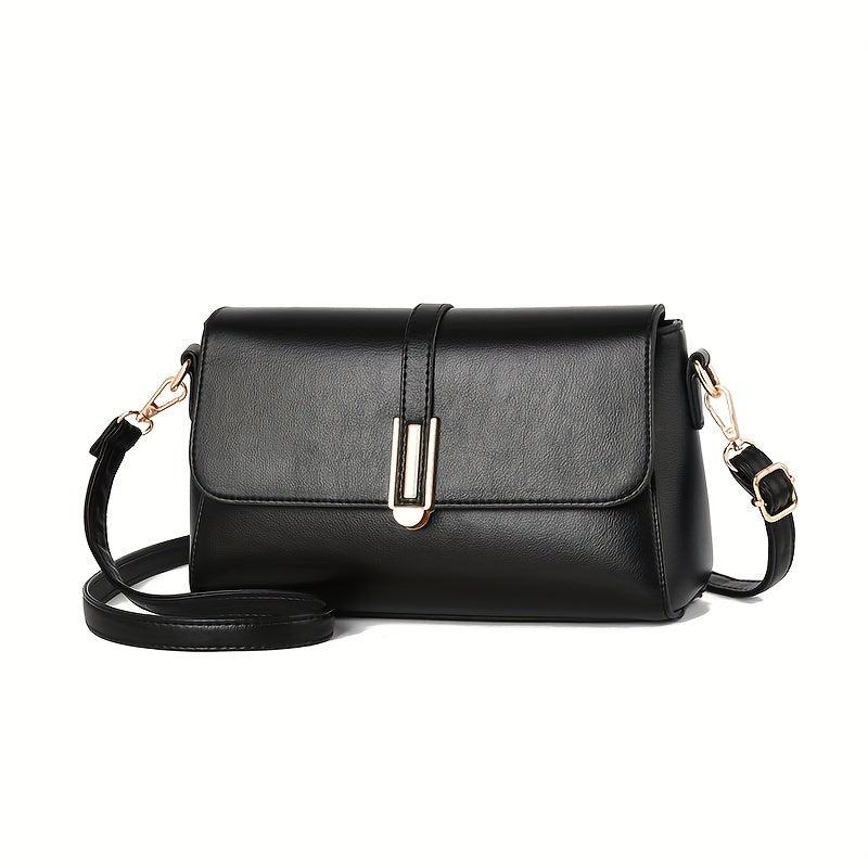 Solid Crossbody Bag Metal Decor Shoulder Purse