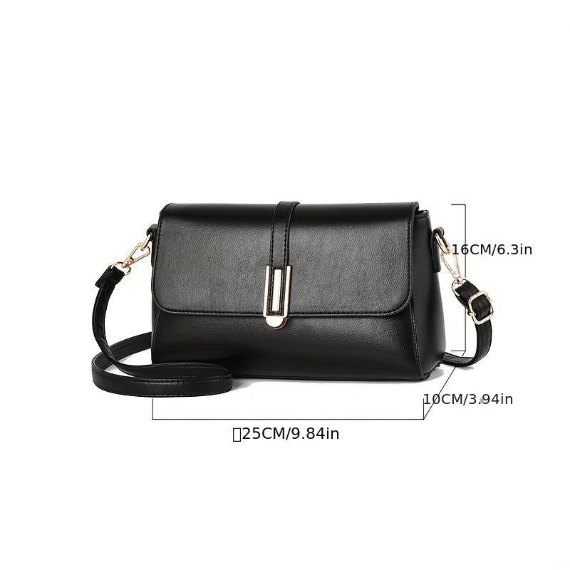 Solid Crossbody Bag Metal Decor Shoulder Purse