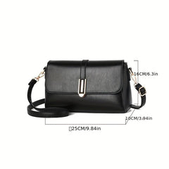 Solid Crossbody Bag Metal Decor Shoulder Purse