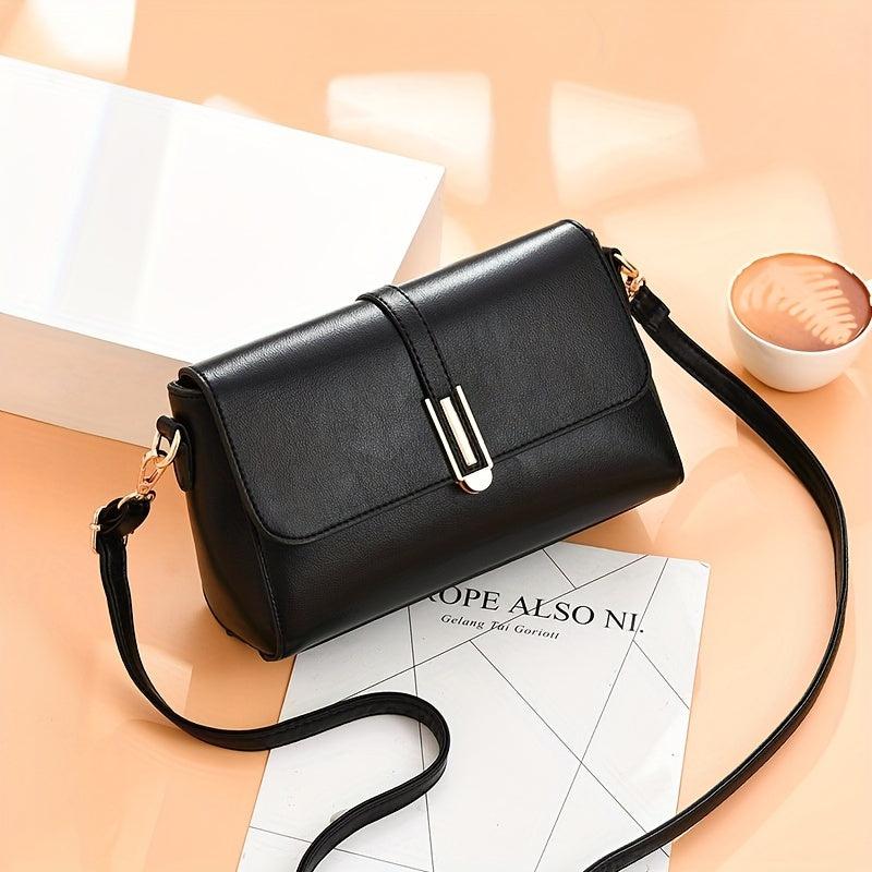 Solid Crossbody Bag Metal Decor Shoulder Purse