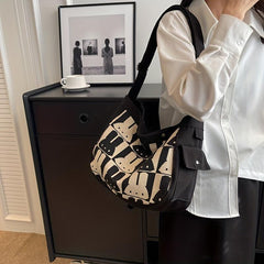 Bunny Pattern Canvas Tote Bag Large Capacity Shoulder Bag