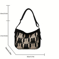 Bunny Pattern Canvas Tote Bag Large Capacity Shoulder Bag