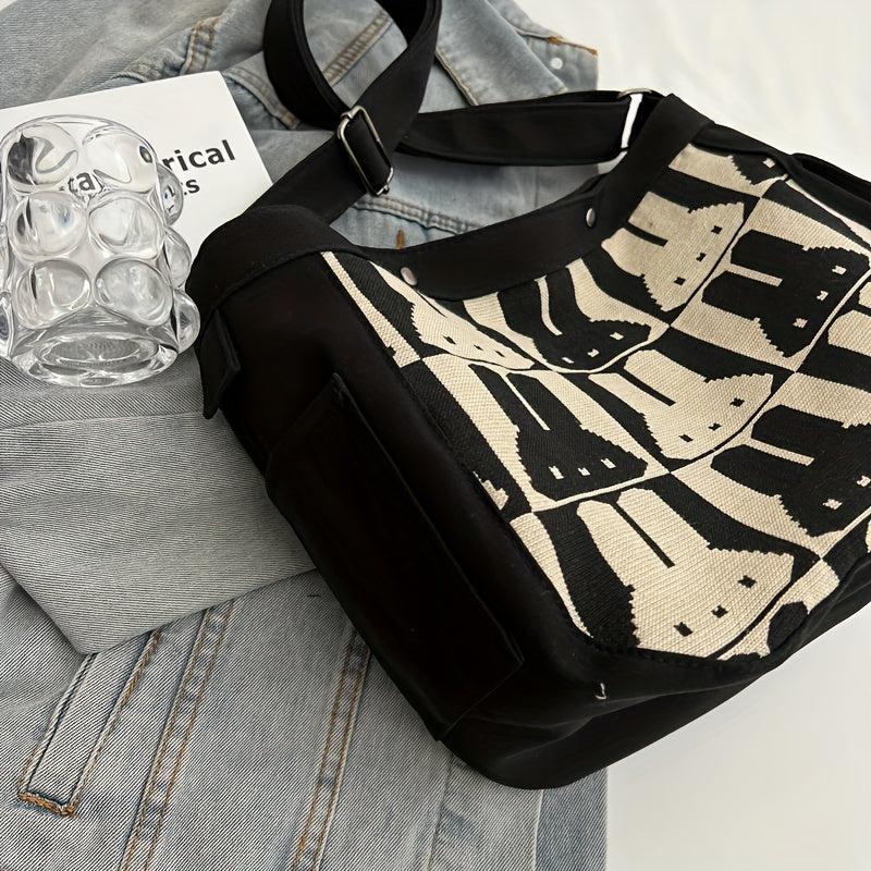 Bunny Pattern Canvas Tote Bag Large Capacity Shoulder Bag