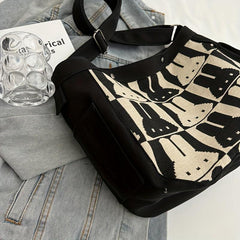Bunny Pattern Canvas Tote Bag Large Capacity Shoulder Bag