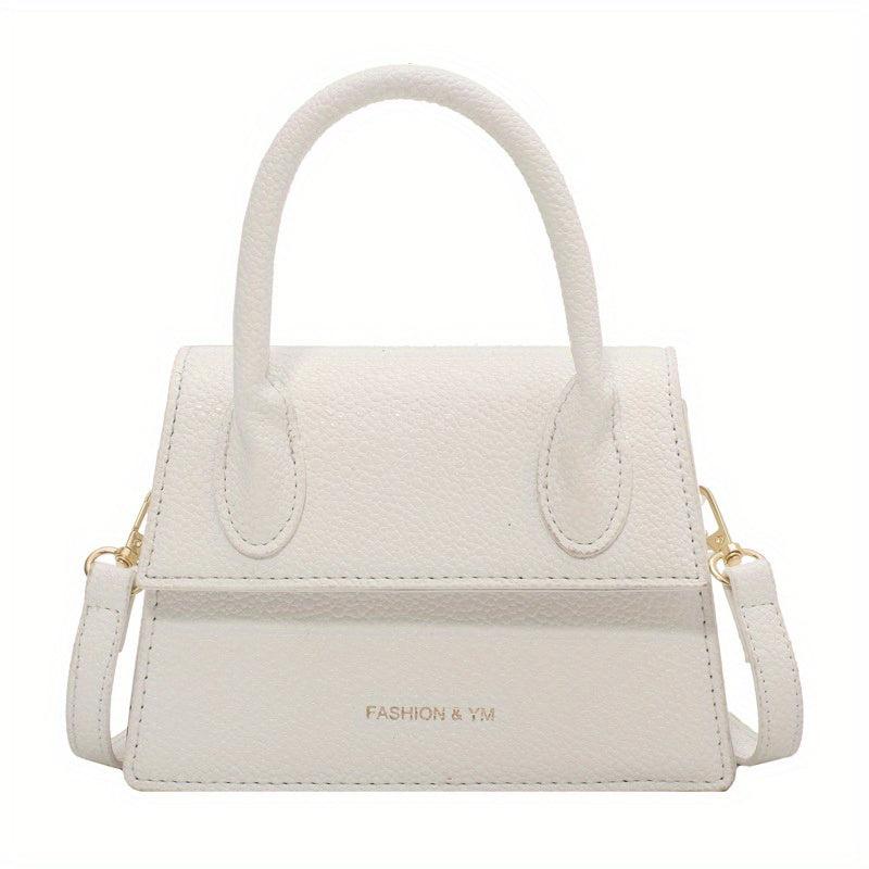 Litchi Embossed Crossbody Bag Square Flap Shoulder Bag Women's Handbag Purse