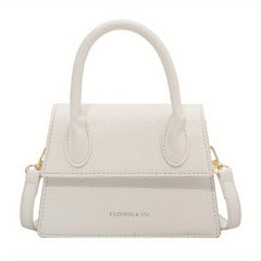 Litchi Embossed Crossbody Bag Square Flap Shoulder Bag Women's Handbag Purse