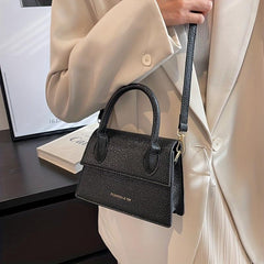 Litchi Embossed Crossbody Bag Square Flap Shoulder Bag Women's Handbag Purse