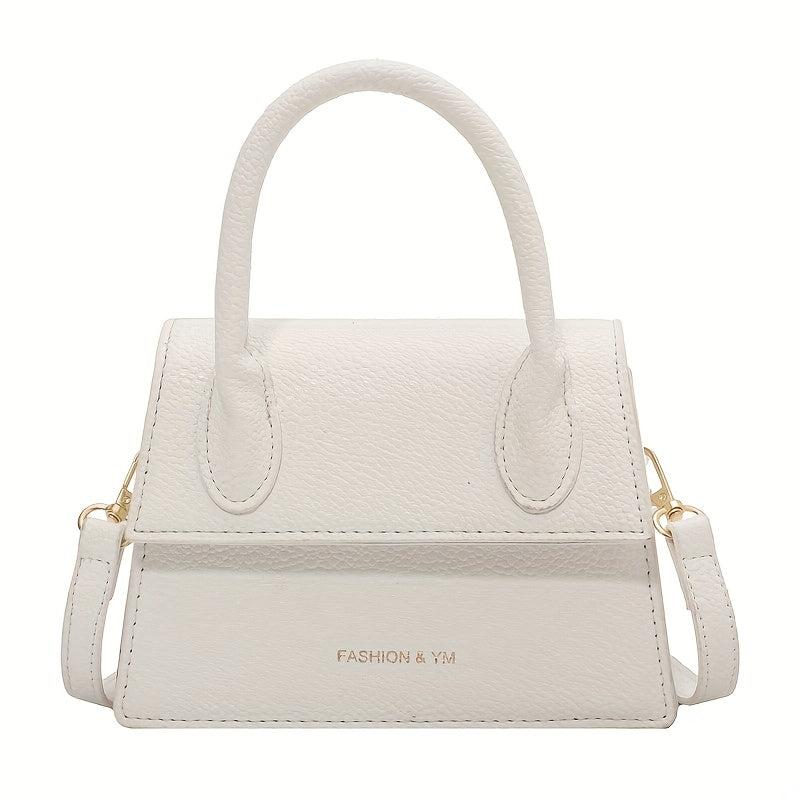 Litchi Embossed Crossbody Bag Square Flap Shoulder Bag Women's Handbag Purse