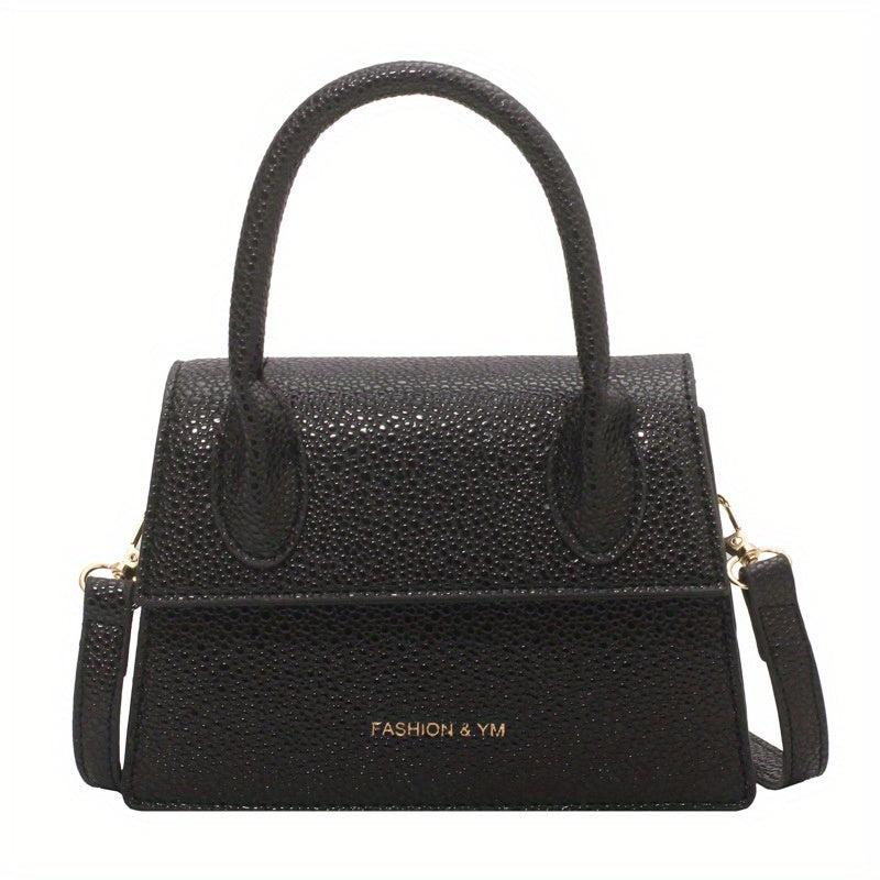 Litchi Embossed Crossbody Bag Square Flap Shoulder Bag Women's Handbag Purse