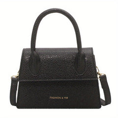 Litchi Embossed Crossbody Bag Square Flap Shoulder Bag Women's Handbag Purse