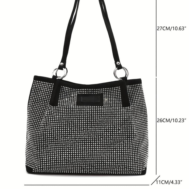 Rhinestone Glitter Shoulder Bag Large Capacity PU Leather Handabg