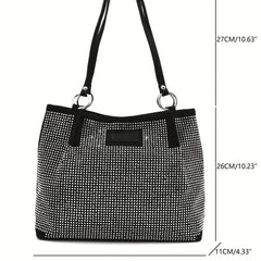 Rhinestone Glitter Shoulder Bag Large Capacity PU Leather Handabg
