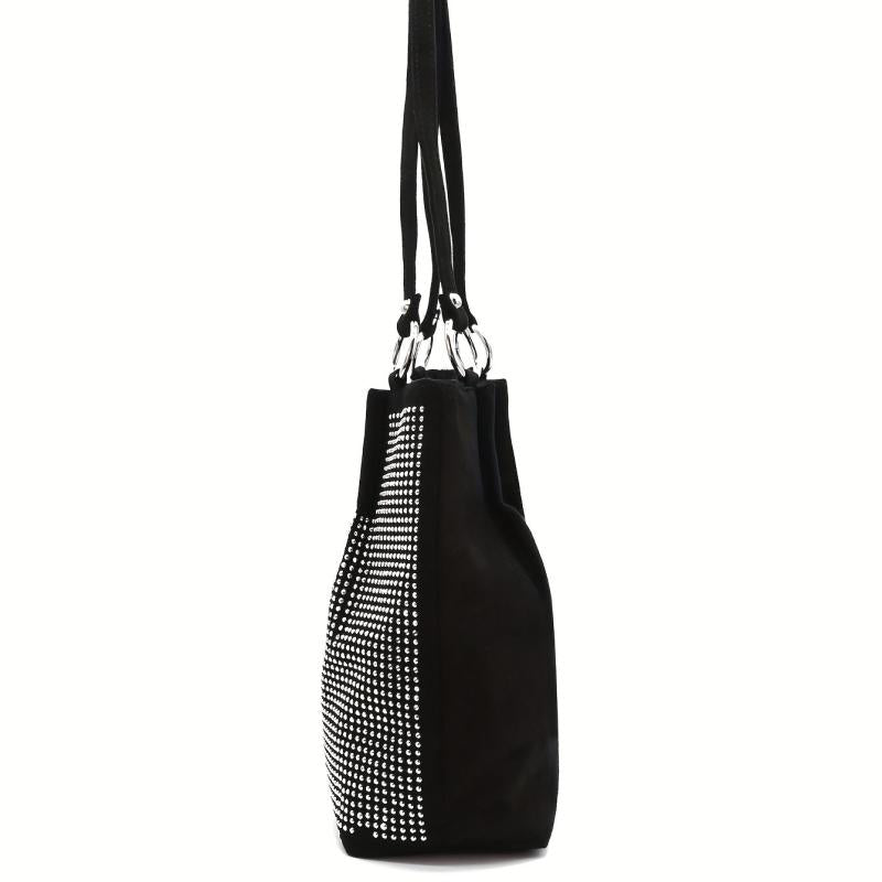 Rhinestone Glitter Shoulder Bag Large Capacity PU Leather Handabg