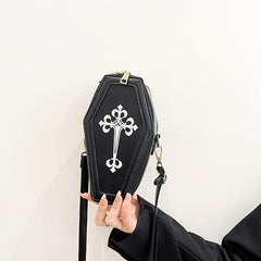 Coffin Shaped Gothic Crossbody Bag Y2K Style Halloween Purse