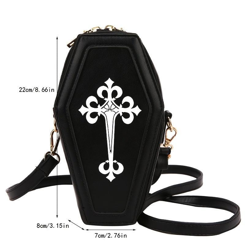 Coffin Shaped Gothic Crossbody Bag Y2K Style Halloween Purse