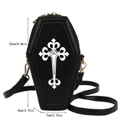 Coffin Shaped Gothic Crossbody Bag Y2K Style Halloween Purse