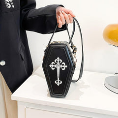 Coffin Shaped Gothic Crossbody Bag Y2K Style Halloween Purse