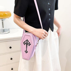 Coffin Shaped Gothic Crossbody Bag Y2K Style Halloween Purse