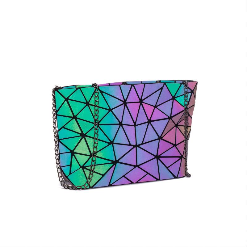 Geometric Holographic Luminous Shoulder Bag