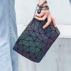 Geometric Holographic Luminous Shoulder Bag