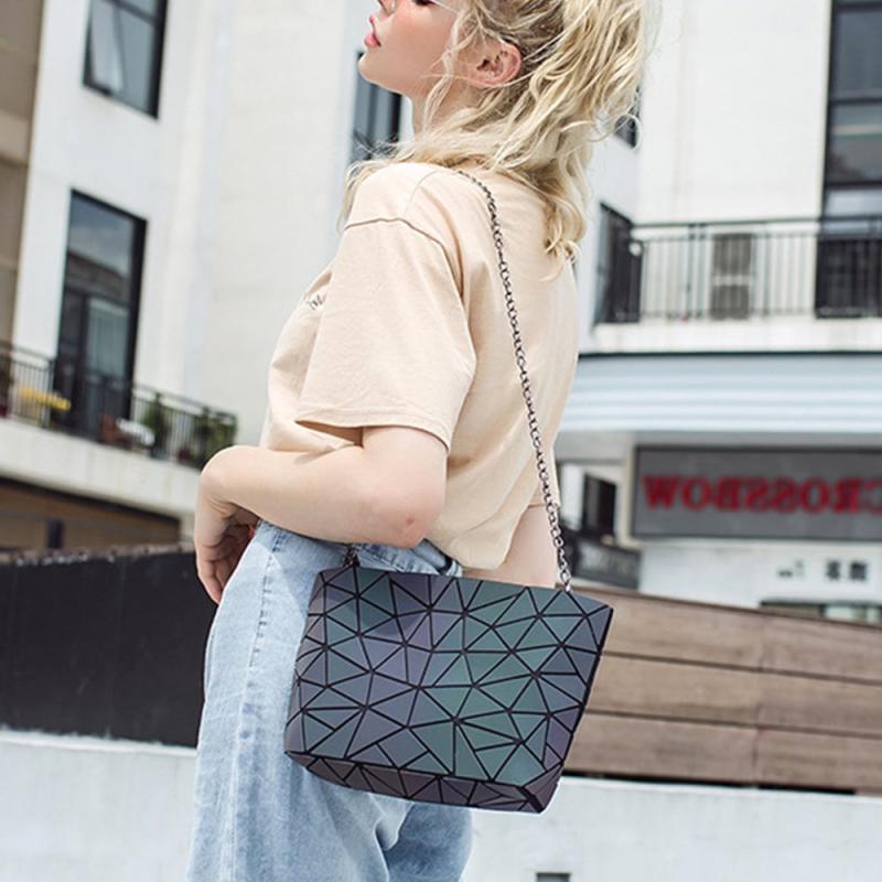 Geometric Holographic Luminous Shoulder Bag