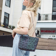 Geometric Holographic Luminous Shoulder Bag