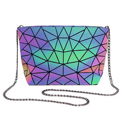 Geometric Holographic Luminous Shoulder Bag