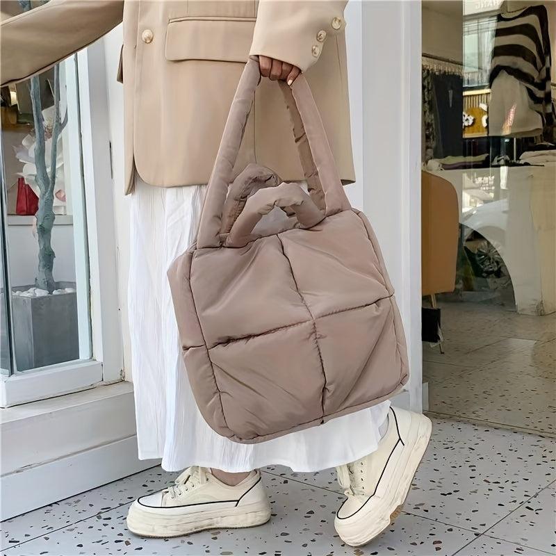 Plaid Quilted Lightweight Shoulder Bag Large Capacity Casual Handbag