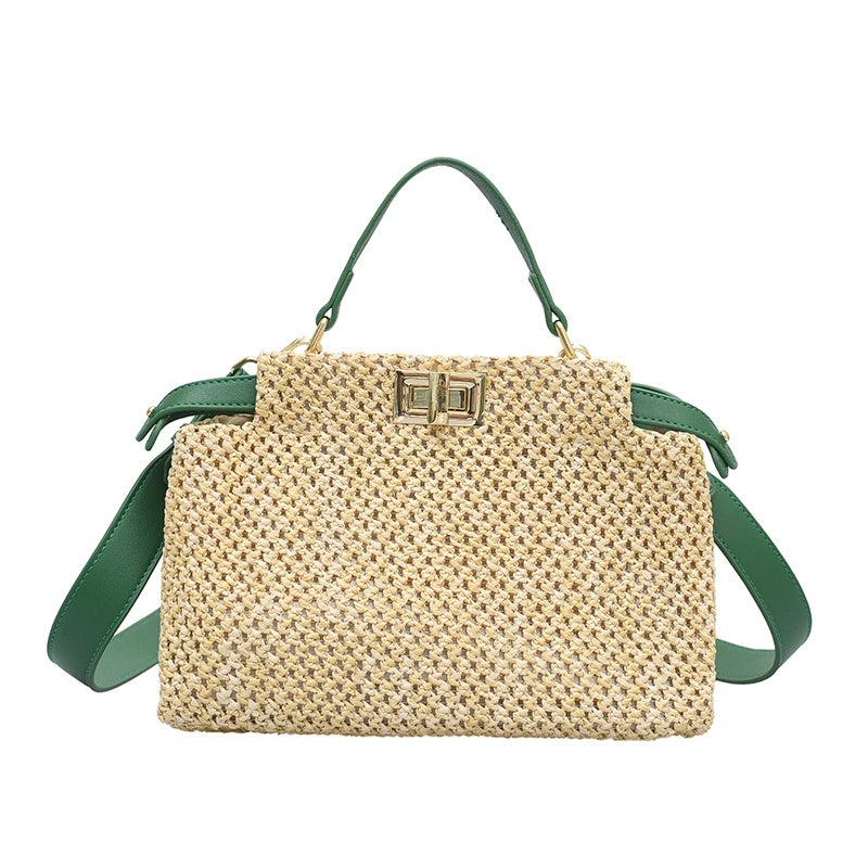 Straw Woven Shoulder Bag Double Layer Handbag Bohemian Summer Beach Bags