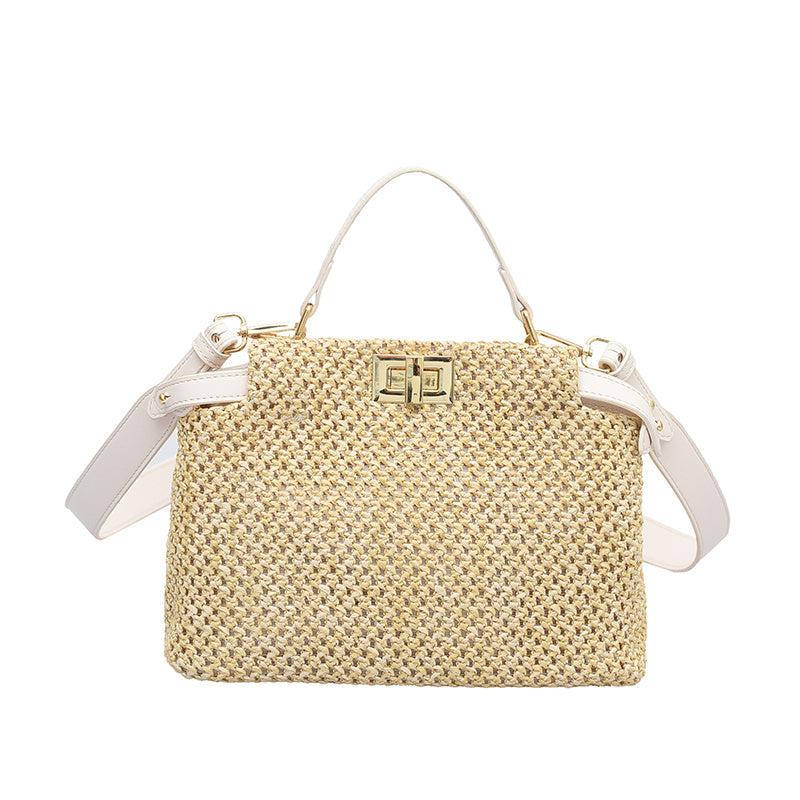 Straw Woven Shoulder Bag Double Layer Handbag Bohemian Summer Beach Bags