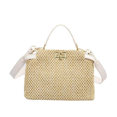 Straw Woven Shoulder Bag Double Layer Handbag Bohemian Summer Beach Bags