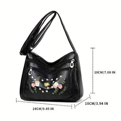Flower Embroidery Crossbody Bag Women's Pocket Purse