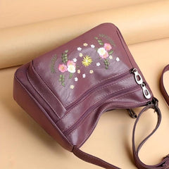 Flower Embroidery Crossbody Bag Women's Pocket Purse